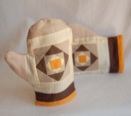 Chňapky patchwork, pár béžovooranžové ... — foto 2