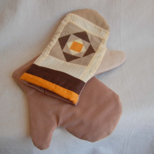 Chňapky patchwork, pár béžovooranžové ... — foto 3