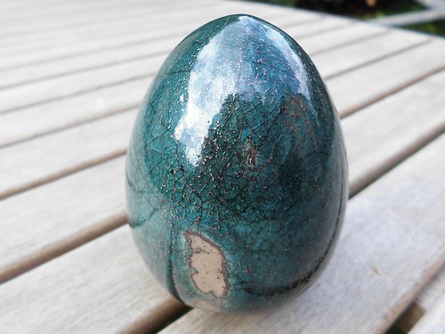 Raku vajíčko - zeleno-modro-měděné — foto 2