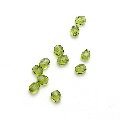 Olivové broušené kuličky, 4mm, 60 ks — foto 2