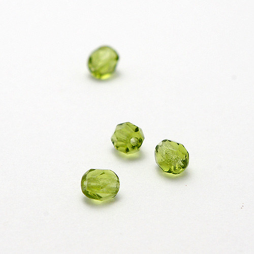Olivové broušené kuličky, 4mm, 60 ks — foto 3