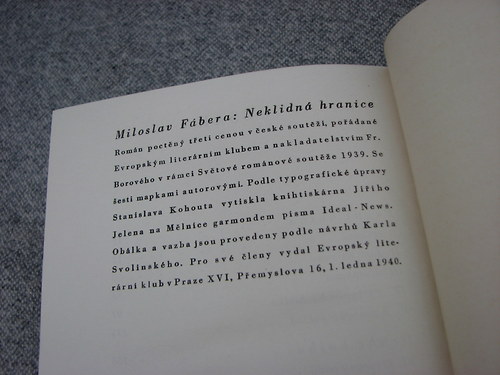 Neklidná hranice, Miloslav Fábera, 1940 Ex libris — foto 3