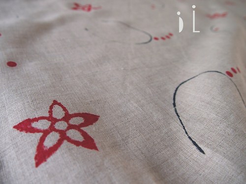 Lněný panel / red flowers — foto 4
