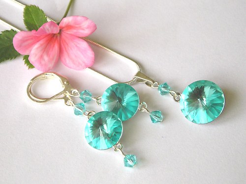 Swarovski sada Rivoli Light Turquoise..SLEVA — foto 3