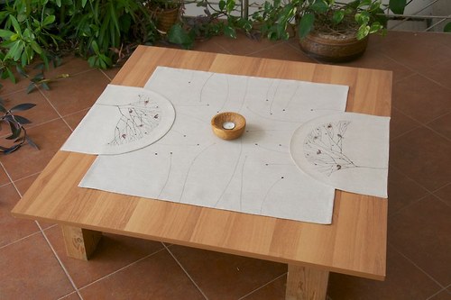 Prostírání- Ptačí stromy- půlkulaté-duo — foto 2