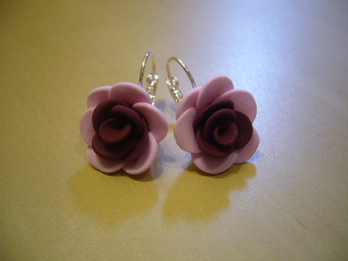 Náušnice růžičky bordo-pink — foto 2