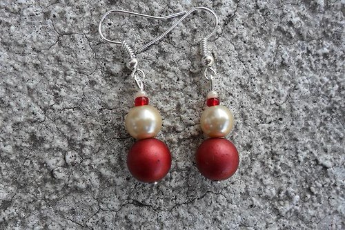 Red and beige - náušnice — foto 2