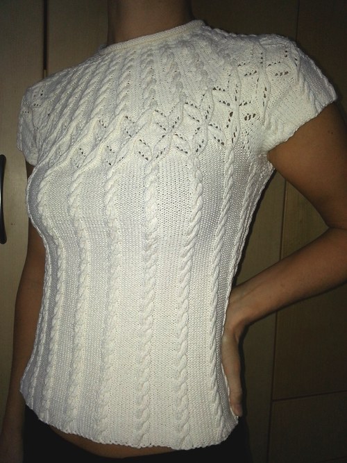Pletené tričko / top krémové — foto 2