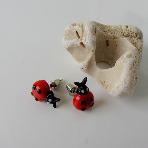 Berušky - fimo náušnice * 1 pár / bal — foto 3