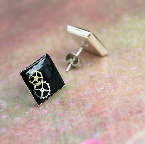 Steampunkové náušky /black/ — foto 2