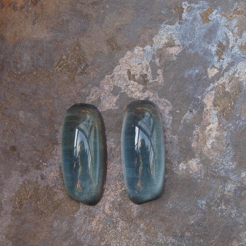 Fluorit, pár kabošonů č.1214 — foto 2