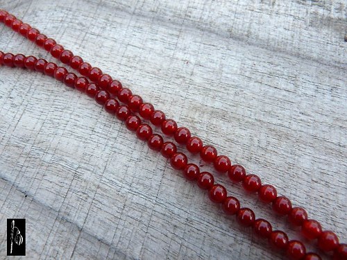 Karneol kulička tmavá 4 mm, 6 ks — foto 3