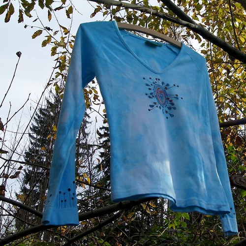 Malované triko tyrkysové — foto 3