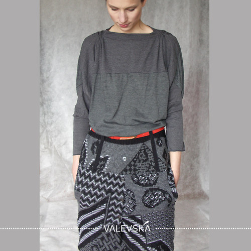 Kashmeer patchwork, pletená sukně, vel.40 — foto 2