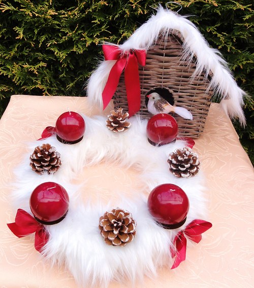 Luxusní adventní kožešinový věnec — foto 3