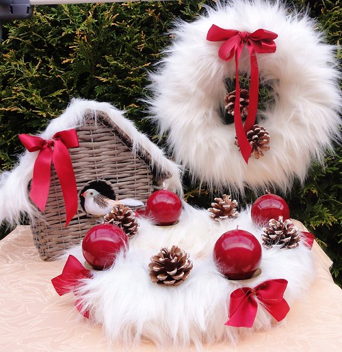 Luxusní adventní kožešinový věnec — foto 4