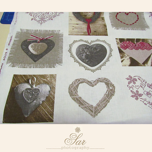 SRDCE - panel/bílý 100% len/ 61x66cm — foto 5