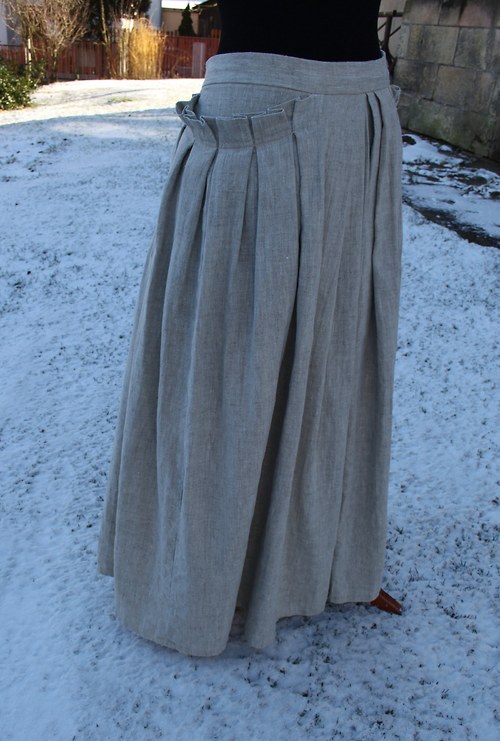 Lněná sukně - přírodní — foto 2