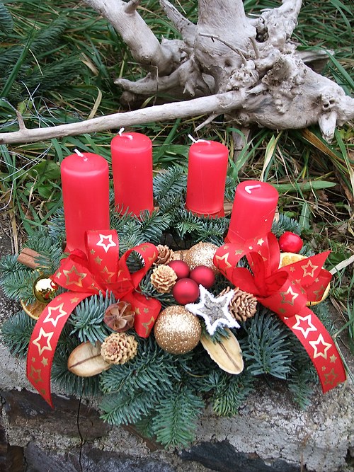 Adventní věnec - červený — foto 2