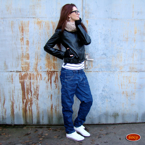 Unisex hip hop džíny, modré mačkané rifle — foto 3