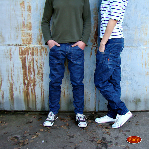 Unisex hip hop džíny, modré mačkané rifle — foto 4