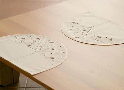 Prostírání- Ptačí stromy- půlkulaté-duo — foto 3