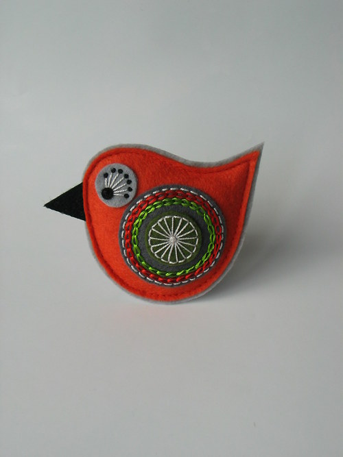 Brož ptáček- "COLOUR"; oranžová — foto 2