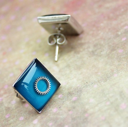 Steampunkové náušky /blue/ — foto 2