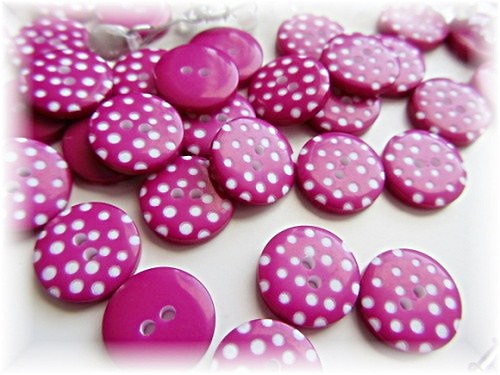 Fuchsia - puntík - knoflík - 2ks — foto 2