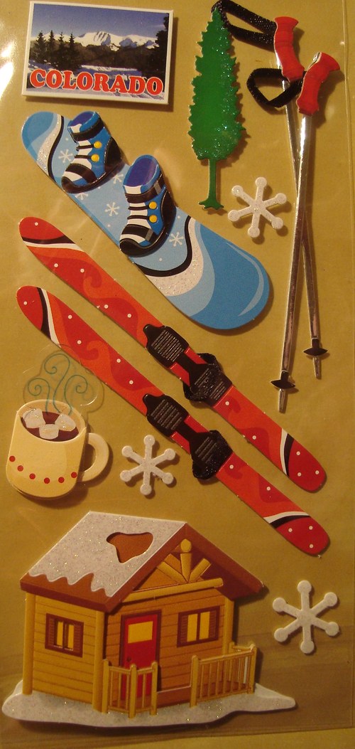 Lyžování 3D samolepky scrapbook — foto 3