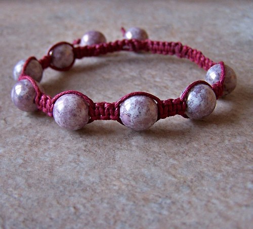 Náramek macramé/shamballa - bordo — foto 2