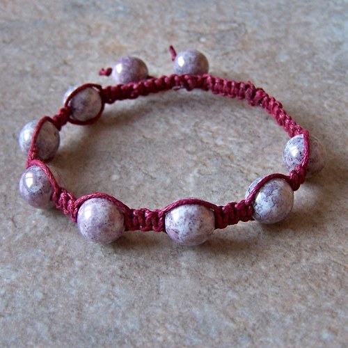 Náramek macramé/shamballa - bordo — foto 3