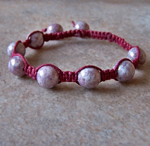 Náramek macramé/shamballa - bordo — foto 4