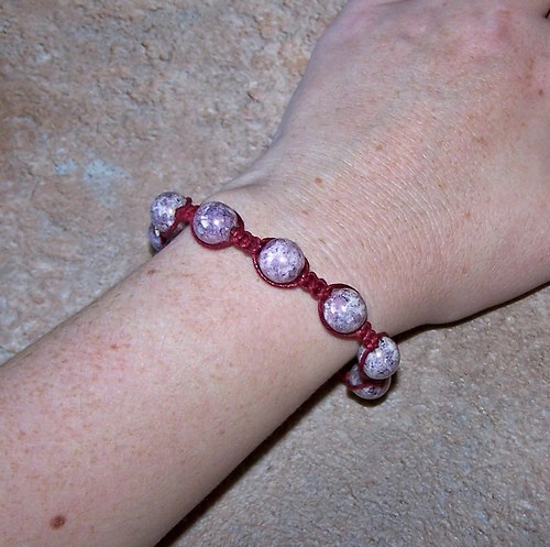 Náramek macramé/shamballa - bordo — foto 5
