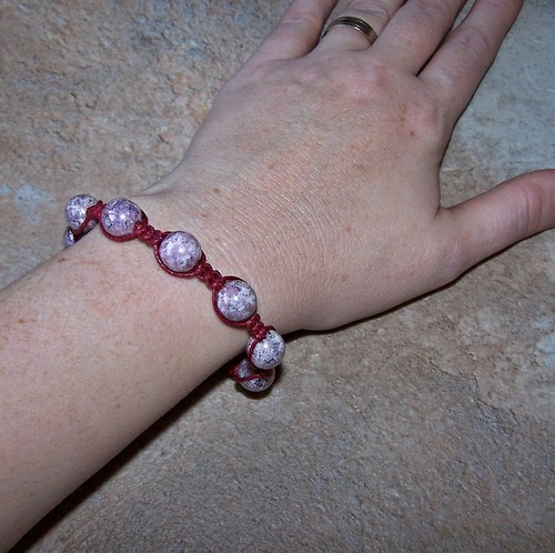 Náramek macramé/shamballa - bordo — foto 6