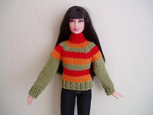 Svetr pro Barbie-pruhy (zelený) — foto 2