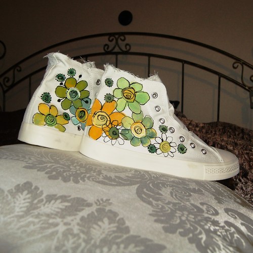 Malované tenisky flower power — foto 3