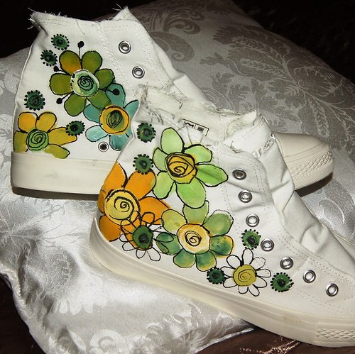 Malované tenisky flower power — foto 4