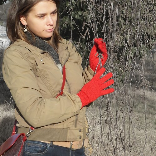 Rukavice Merino červené — foto 2