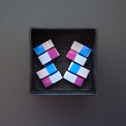 Náušnice Bílo-Růž-Mod DOUBLE — foto 2