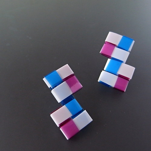 Náušnice Bílo-Růž-Mod DOUBLE — foto 4