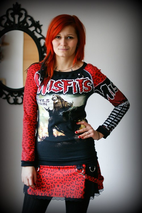 RARA - DIY triko MISFITS červený leopard — foto 4
