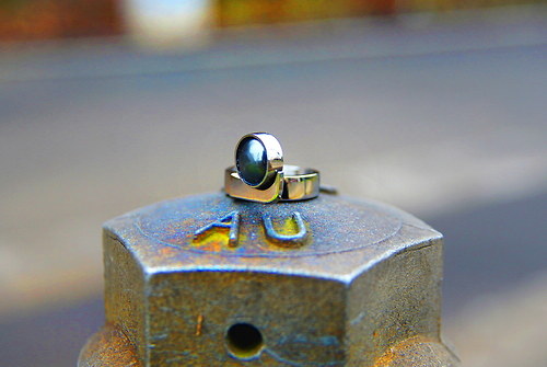 Nerezová prsten " Black pearl " — foto 2