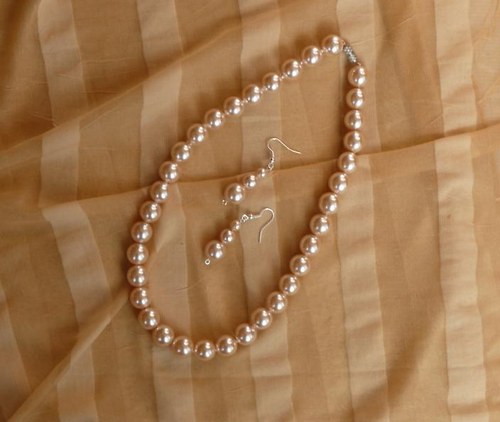 Perlový set - náhrdelník + náušnice - velké perle — foto 2