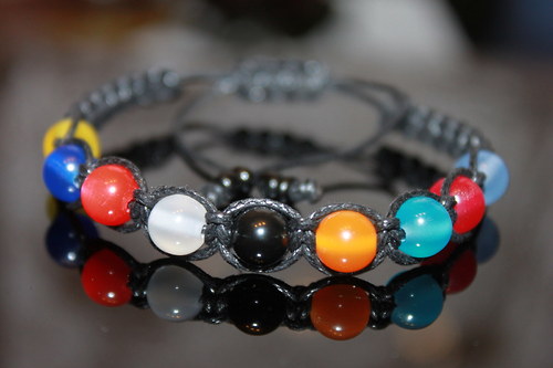Barevné sny... Náramek shamballa/makramé — foto 2