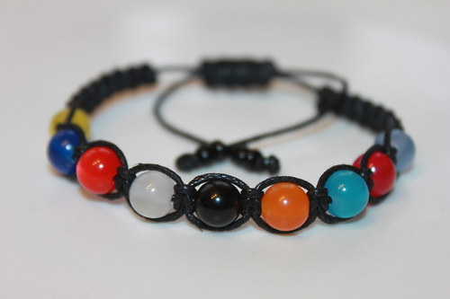 Barevné sny... Náramek shamballa/makramé — foto 3