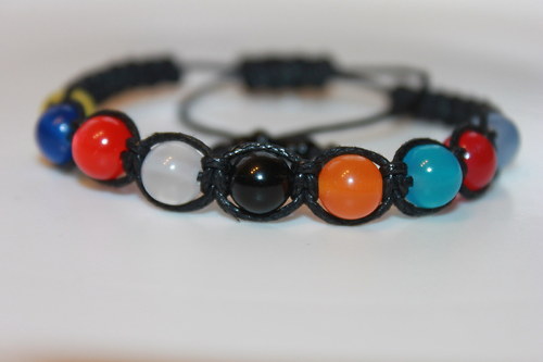 Barevné sny... Náramek shamballa/makramé — foto 5