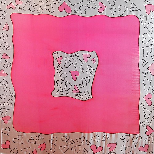 Srdcatý šátek, hedvábí, 74x74 cm — foto 4