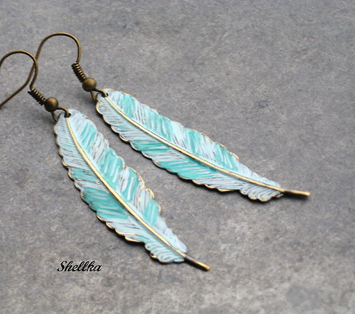 Náušnice ,,TURQUOISE FEATHERS,, — foto 2
