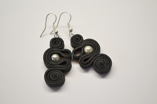 Black and pearl - náušnice — foto 2